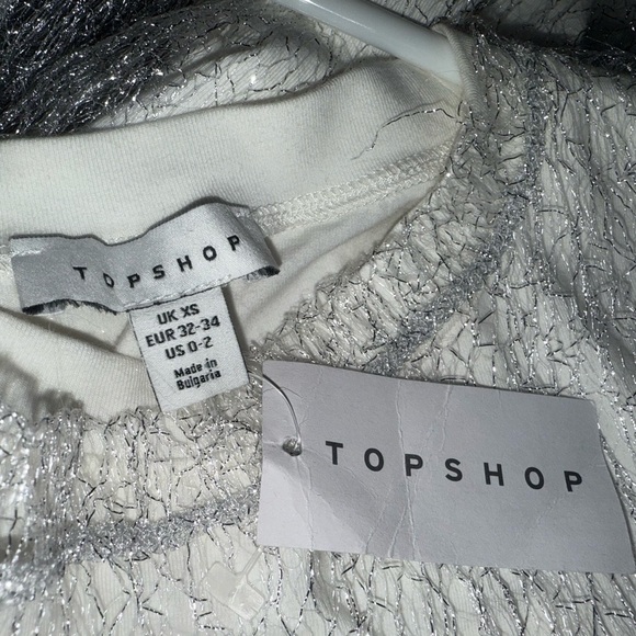 🆕 TOPSHOP Metallic Layered Mesh Sleeveless White Top - Picture 7 of 8